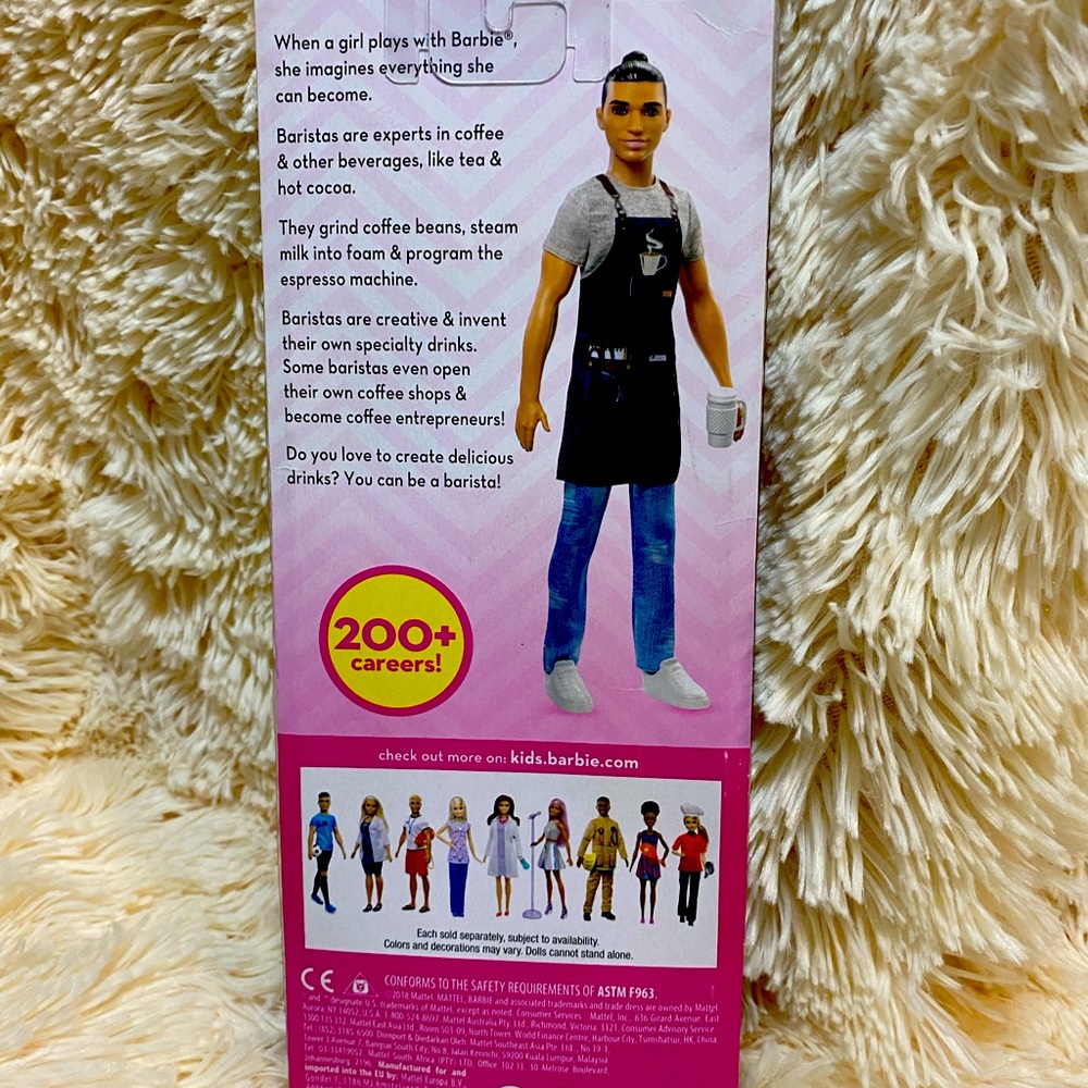 Barista Barbie Ken with man bun. Great gag gift.